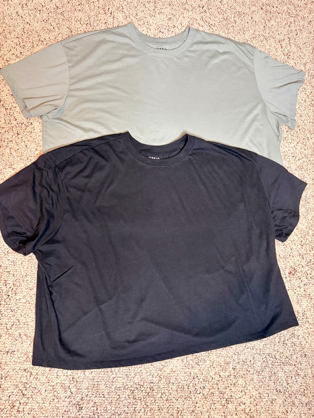 Torrid Crew Neck Crop T-Shirt Set - Black & Sage Green 3X